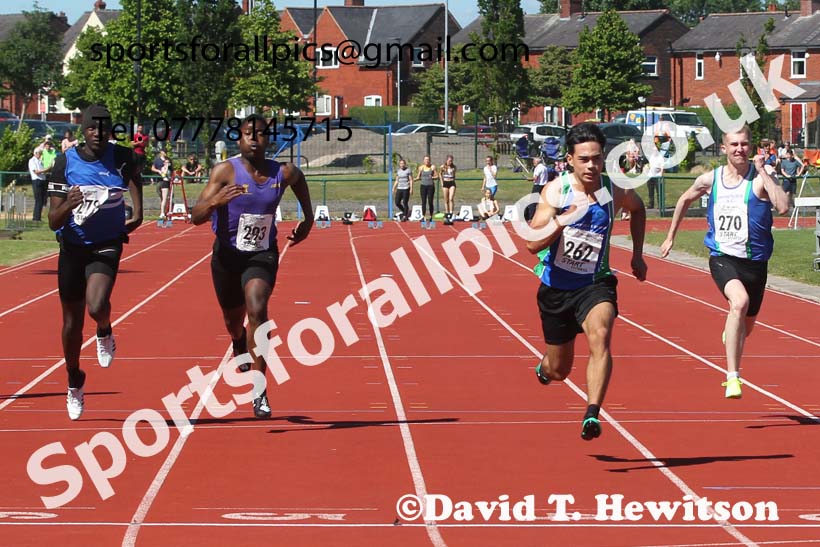 Mens under-20s 100 metres, 2021 Northern Senior and Under-20s Champs., Leigh. Photo: David T. Hewitson/Sports for All Pics